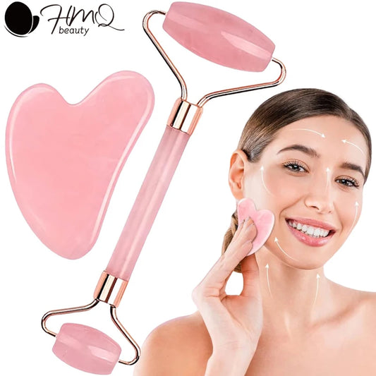 Kit Massage Visage Quartz Rose – Roller & Gua Sha
