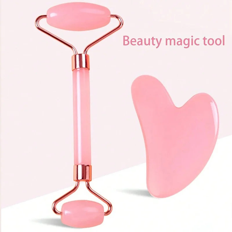 Kit Massage Visage Quartz Rose – Roller & Gua Sha