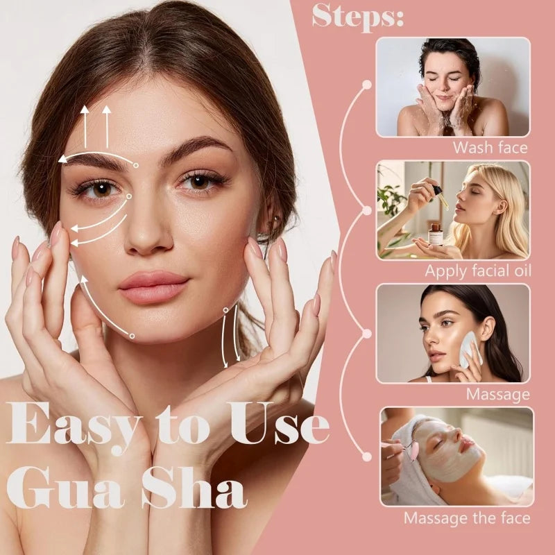 Kit Massage Visage Quartz Rose – Roller & Gua Sha