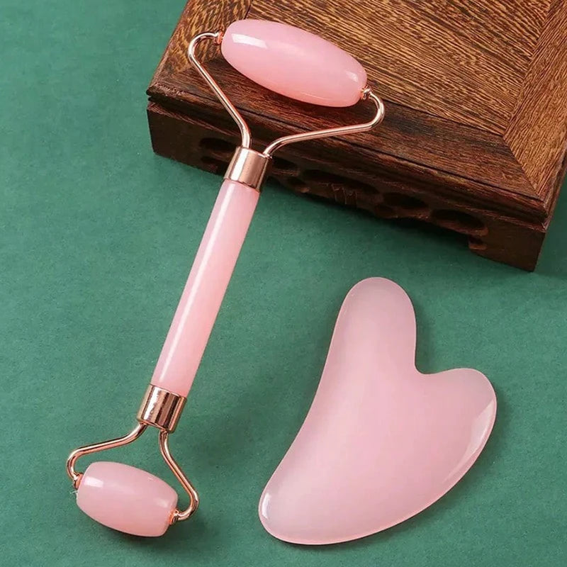 Kit Massage Visage Quartz Rose – Roller & Gua Sha