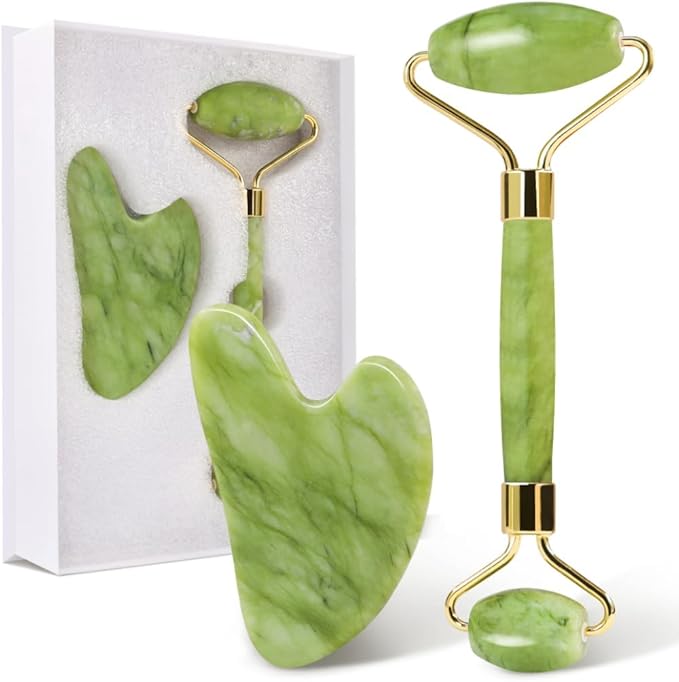 Kit Massage Visage Jade Vert – Roller & Gua Sha