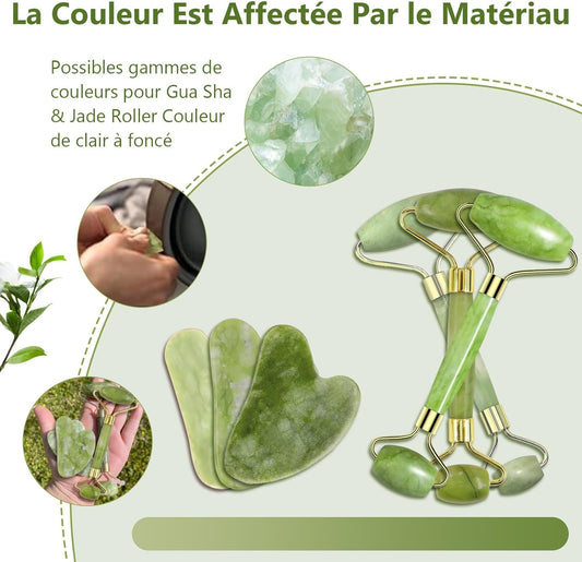 Kit Massage Visage Jade Vert – Roller & Gua Sha