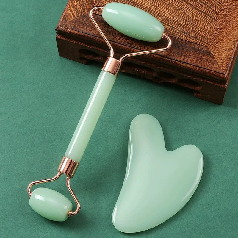Kit Massage Visage Jade Vert – Roller & Gua Sha
