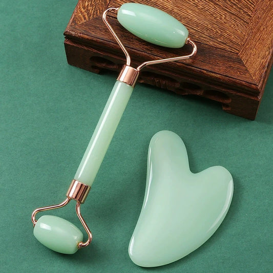 Kit Massage Visage Jade Vert – Roller & Gua Sha